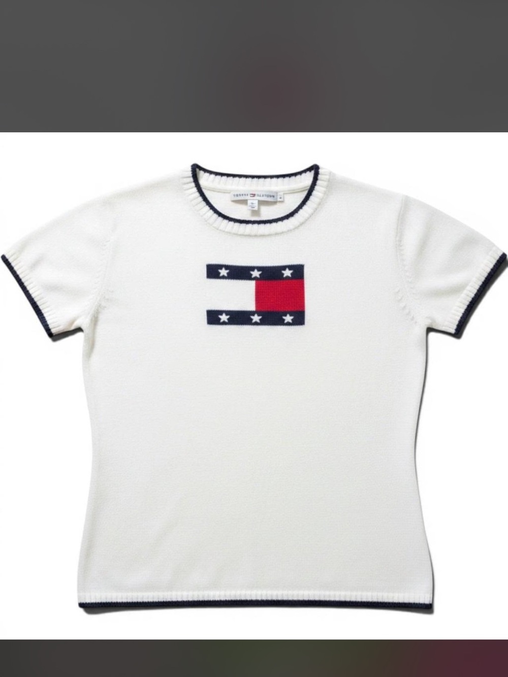 Tommy Hilfiger women’s  White Short-Sleeve Flag Knit Tee
